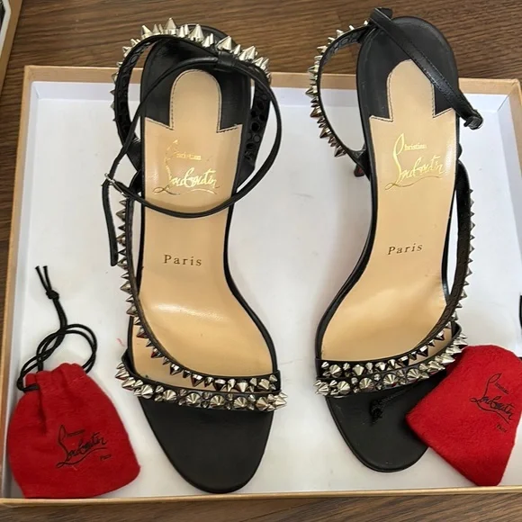 Christian Louboutin Black Studded Women's Sandals - Picture 4 of 12